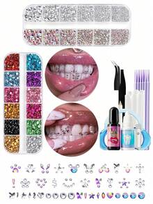 1 Set/54 Piezas Juego de Decoración de Dientes con Forma de Mariposa DIY con Caja, Accesorios de Dientes Minimalistas, Adecuados para Uso Diario, Fiesta (Pegamento No Incluido) - Multicolor - Ver 1