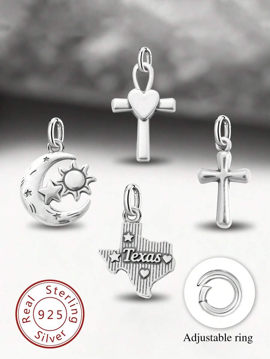1 chiếc mặt dây chuyền hình thỏ hoa mùa xuân bằng bạc sterling 925 đơn giản và độc đáo, mặt dây chuyền tự làm hình thỏ, trang sức tinh tế làm quà tặng cho phụ nữ hoặc nam giới. - Bộ 1 - Xem 1