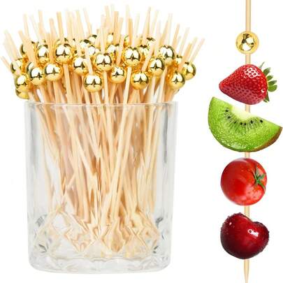 200/100/50/20/1 chiếc Que xiên trái cây & rau củ, Que tre, Que cắm hoa, Que xiên trái cây, Tăm xỉa răng nghệ thuật, Que tre trang trí cocktail, Nĩa trang trí bánh & burger, Que xiên cocktail mạ vàng, Que xiên thức ăn giả ngọc trai và Tăm xỉa răng nghệ thuật, Nĩa trang trí bánh & burger, Que trang trí bánh mì sandwich, Thích hợp cho tiệc nướng ngoài trời, tiệc cưới, tiệc sinh nhật, họp mặt gia đình, Ngày của Mẹ, Phụ kiện nhà bếp