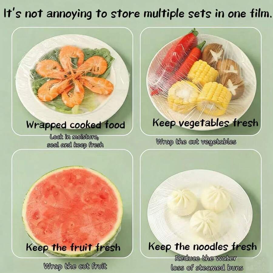 Disposable Cling Film Wrap Covers, Reusable Refrigerator Bowl Covers With Elastic Rim, Household - Multicolor - View 1