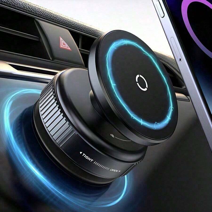 360 ° Rotation Magnetic Car Phone Holder Mount, Adjustable Vacuum Magnetic Phone Holder, Rotary Vacuum Suction No Adhesive Required, Suitable Car/Gym/Mirror/Smooth Surfaces Hands-Mount, Compatible With All Smartphones - B - 查看 1