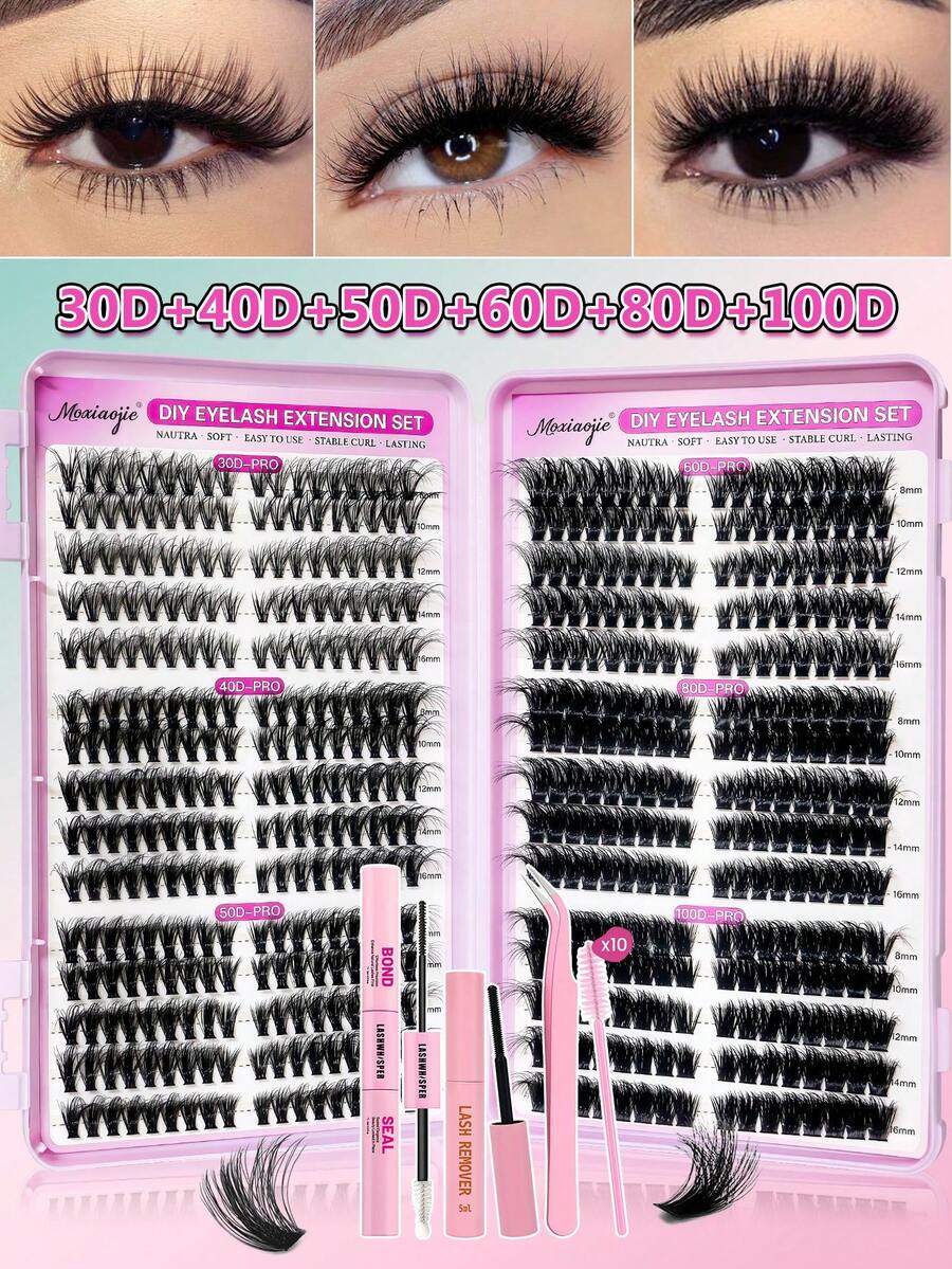 Lashwhisper 动漫风蓬松假睫毛 8-16mm 混合长度，迷雾 3D 浓密卡通假睫毛，柔软蓬松 DIY 睫毛嫁接，适合初学者