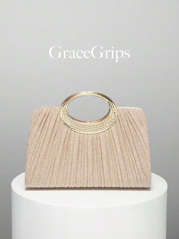 Bolso de mano con cristales brillantes y brillos, bolso de noche elegante y lujoso para mujer, bolso plegado elegante para vestidos formales, adecuado para galas, fiestas, citas, bodas, cumpleaños - Patrón aleatorio