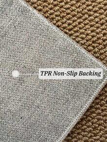 1pc Plain Linen Non-Slip Hallway Carpet, Beige Polyester Rectangular Thickened Rug Doormat, Easy To Clean And Machine Washable, Suitable For Home Corridor, Stairs Entrance, Bedroom Bedside, Outdoor Carpet Mats, Home Decor - Grey - View 7