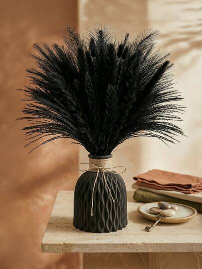 1 chiếc bình hoa nhựa trang trí hình lượn sóng, chống vỡ, bề mặt mờ, phong cách tối giản hiện đại, màu đen tuyền, hình bầu dục, điểm nhấn là nơ dây gai tự nhiên, thích hợp cắm cỏ lau khô, hoa giả, trang trí bàn tiệc, bình hoa trang trí nhà cửa, trang trí phòng ngủ, phòng tắm, nhà bếp, văn phòng, trang trí đám cưới, trang trí lễ Phục sinh, trang trí tiệc sinh nhật, trang trí bàn tiệc mùa xuân, trang trí trong nhà.
