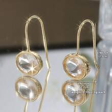 Classic Elegant Gold Oval White Faux Crystal Drop Earrings, Suitable For Daily And Formal Occasions, A Refined Surprise Gift For Women - Gold - View 2