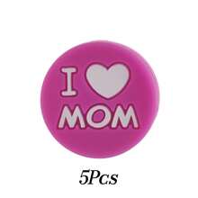5 pièces Perles rondes en silicone "J'AIME MAMAN", accessoires de bijouterie pour la Fête des Mères, convient pour les bracelets DIY, les colliers, les charms de téléphone, la décoration de sacs, des cadeaux artisanaux créatifs pour la mère et la famille - Multicolore - Voir 8