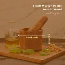 Small Mortar And Pestle Set, Acacia Wood, 4 Inch Wide, 4 Inch Tall - Brown - View 3