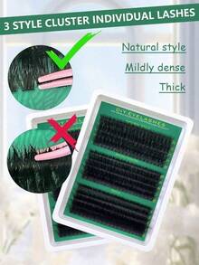 Fluffy Lash Clusters 60D+80D+100D/Individual Eyelash Thick Cluster Eyelash Extensions D Curl Lashes Clusters 300Pcs/Individual Lashes 9-18MM Wispy Cluster Lashes - D - 查看 3