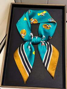 1条可爱卡通狗印花70厘米方形围巾，多功能保暖围脖披肩 - 彩色 - 查看 8