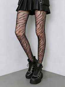 1 đôi quần tất mỏng, bóng bẩy họa tiết sọc ngựa vằn dành cho nữ, thích hợp cho mùa xuân/hè, kiểu dáng Gothic Y2K thời thượng cho lễ hội và những buổi tối đi chơi. - Nhiều màu - Xem 5