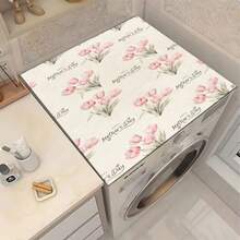 1pc Tulip & Primrose Pattern Multifunctional Washing Machine Protector Mat - Anti-Scratch Drying Mat, Rubber Material, Heat Resistant & Washable, Absorbent & Durable Washing Machine And Refrigerator Protector Mat, Suitable For Laundry Room, Kitchen Countertop, Dishwasher , Easy To Clean Surface, Fits Washing Machine, Modern Home Fashion Design, Prevents Scratches And Spills - Tulips and Spring Herons - View 12