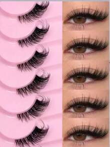 Transparent Stem False Eyelashes, Cat Eye Short Soft 3D Mink Lashes, Natural Looking Makeup - Black - View 7