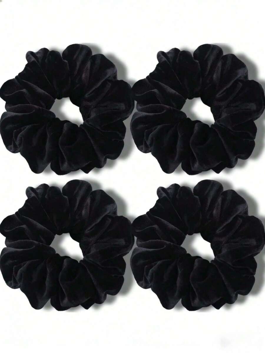 4pcs/Set Extra Large Hair Claw Clips, Suitable For Thick Hair Women, Premium Velvet Soft Jumbo Claw Clips, XL 6 Inch Elastic Hair Accessories Travel Accessories Ponytail Holders Hair Elastics Hair Rubber Bands Scrunchies Hair Rope - Black - View 1