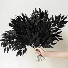 1/4/8/16/32 pièces Vigne de feuilles artificielles vertes italiennes Ruscus, guirlande de feuilles vertes artificielles de 70 cm, fleurs de vigne artificielles pour arche de mariage, centre de table, décoration de la maison, roses, roses décoratives, style bohème, décoration de fête et de vacances, accessoires de décoration de chambre, décoration de la Saint-Valentin, roses, fête des mères, décoration de printemps - Noir - Voir 1