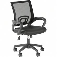 Home Office Chair, Ergonomic Mid-Back Mesh Desk Chair With Lumbar Support, Adjustable Swivel Rolling Design, Comfy Armrest For Work, Study, Gaming, Vanity, Black - Black - 查看 1