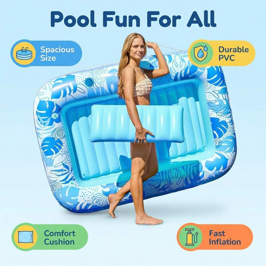 New Maple Leaf Shaped Inflatable Single Person Floating Raft, Foldable Leisure Chair, Black Floating Bed For Pool, Bathtub And Water