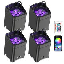 SEBRUANC 80W Six-In-One Wireless Stage Par Light, 36 LED RGB Party Par Light Built-In 8800mA High-Capacity Battery And Remote Control , 6CH/10CH Party Light For Bar KTV Disco DJ Wedding Stage Performance Light Up House Dyeing Light - US A Type Plug(110-127V) - View 10