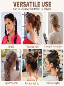 100 piezas/paquete Lazos de cabello negros grandes, bandas de cabello gruesas sin costuras, adecuadas para niñas, sujetadores de coleta elásticos, no dañinos, aptos para cabello grueso y rizado, accesorios para el cabello, bandas de goma - Negro - Ver 7