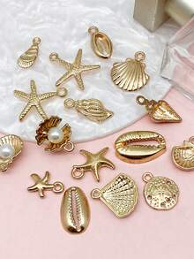 50 chiếc/gói Mặt dây chuyền hình sao biển KC Gold ngẫu nhiên, thích hợp để làm trang sức mùa hè như vòng cổ, bông tai, vòng tay, đồ thủ công DIY. - Vàng - Xem 3