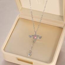 Luxury Pendant Necklace For Women, Unique Niche Design, High-End Bowknot Choker, Exquisite Collarbone Chain, Popular Accessory - 7#灰色珍珠仿鋯石吊墜項鍊 - 查看 10