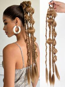 24 Inch Handmade Mixed Color Bubble Twist Braids - Vacation Style Hair Tie, Suitable For All Hair Types - Multicolor - View 12