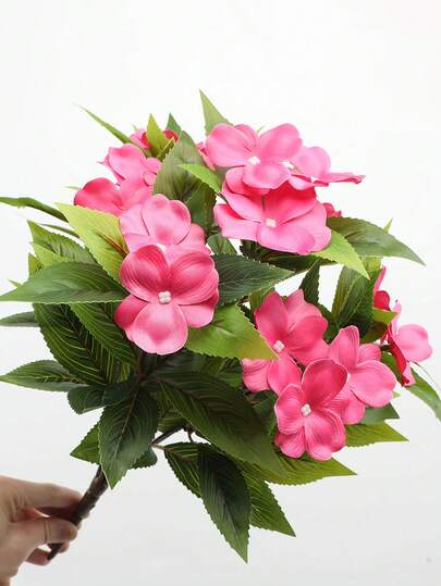 Cành hoa balsam nhân tạo, hoa giả ngoài trời - Bó hoa hồng đỏ giả bằng lụa, thích hợp cho sân vườn, bãi cỏ, chậu cây cảnh, giỏ treo, trang trí hiên nhà, trang trí trong nhà vào mùa xuân.
