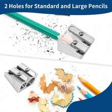 3pcs Metal Double Hole Pencil Sharpener, Manual Silver Pencil Sharpener, Suitable For Children, Home, School, Office Stationery - Multicolor - View 4