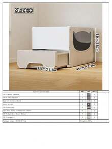 带猫砂盆的猫笼，一体式家用小型猫别墅，带厕所，宽敞自由 - 彩色 - 查看 14