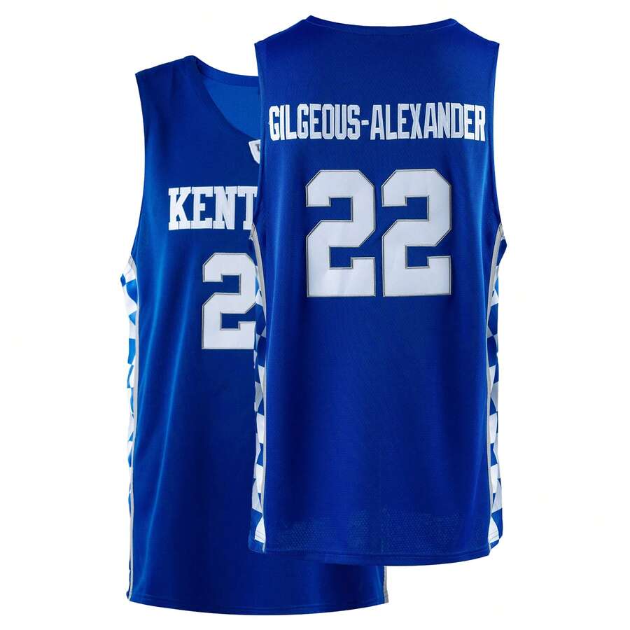 ST John's Shamrocks Camiseta de baloncesto azul número 22 Gilgian-Alexander para hombres, camiseta de baloncesto con letras bordadas de alta calidad, adecuada para partidos y entrenamientos