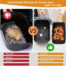 1pc/2pcs Reusable Silicone Air Fryer Liner | Non-Stick Baking Paper Lining, Air Fryer Kitchen Accessories Replacement Parts - Multicolor - View 12