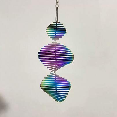 1 chiếc chong chóng gió xoắn ốc 3D bằng kim loại - Đồ trang trí treo ngoài trời bền chắc cho vườn, hiên nhà và sân, không cần pin, hoàn hảo cho Giáng sinh và Halloween.