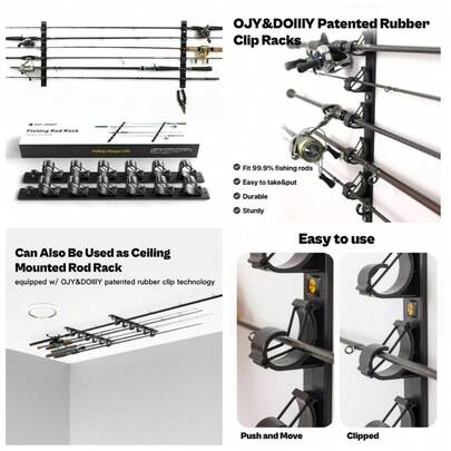 Horizontal And Ceiling Mount Fishing Rod Holder Rack For Garage Storage Organizer