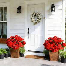 2 Stück künstliche Geranie Blumen, rote Hortensie, Kunstblumen, für Tisch-Mittelstücke, UV-beständig, Innen- und Außendekoration für Garten, Hochzeit, Vasen-Füllung, geeignet für Feierlichkeiten, Valentinstag, Geburtstaggeschenke, Terrasse, Veranda, Heimdekoration - Rot - Übersicht 9