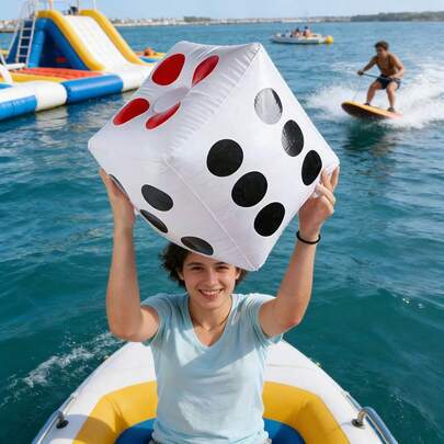 1pc Oversized Inflatable Dice, Perfect Atmosphere Booster For Pool Parties And Team Building! Featuring A Large 3D Design With Strong Visual Impact. Enjoy Playful Interactions And Lively Party Vibes When Tossing And Catching It In The Water, Bringing Endless Surprises And Laughter To Every Game.