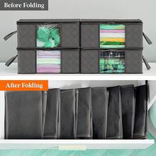 3pcs Multi-Functional Storage Bags, Gray Foldable Clothes Storage Boxes With Lids And Handles, Made Of Quality Fabric With Transparent Window For Easy Viewing, Suitable For Bedding, Clothes, Large Capacity Organizer Bags, Zipper Closure, Seasonal Clothing Storage, Nightstand & Under Bed Storage - Grey - View 6