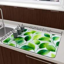 Leaf Printed Heat Resistant Cup Mat, Waterproof Non-Slip Rubber Bottom Coaster For Coffee Machine, Kitchen Counter, Quick Drying And Easy To Clean - Orange - View 18