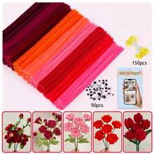 Tự làm bó hoa bằng dây buộc xoắn từ chất liệu nỉ. - 281 chiếc màu đỏ - Xem 1