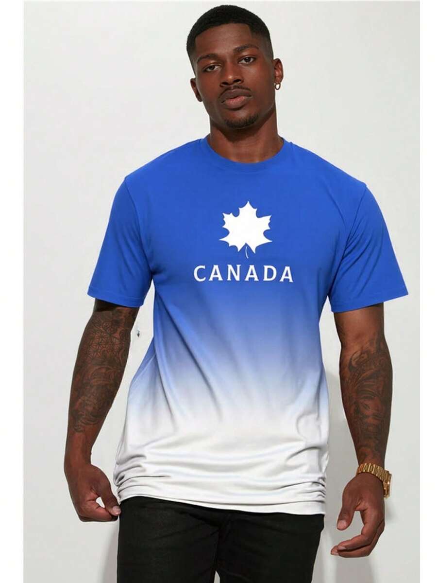 Men's Ombre Short Sleeve 3D Print Casual T-Shirt - Multicolor - View 1