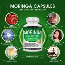 1200mg Moringa Capsules -Pure MoringaPowder For Lmmune, Gut Health Rich In EssentialVitamins, Minerals & Plant Protein TosupportEnergy, Wellness & Vitality 90 Capsules Natural Formula - 2瓶 - 查看 2