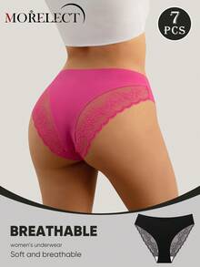 7pcs/Pack Women's Low Waist Lace Trim Sexy Briefs - Multicolor - View 2