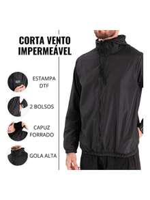 Gaviões Sccp Premium Waterproof Windbreaker Jacket, 100% Polyester - 黑色 - 查看 4