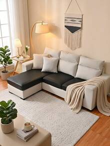 1入組素色彈性沙發座墊套黑色滌綸沙發座椅防塵套適用於客廳 - 黑色 - 查看 9