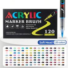 Bộ 12/24/36/48/60/80/120 bút dạ acrylic bơm trực tiếp, đầu mềm không lem mực, màu sắc rực rỡ, thích hợp vẽ graffiti và tô màu, mực khô nhanh, dung lượng lớn, lý tưởng cho học sinh, vẽ tranh, viết nhật ký và ghi chú. - Nhiều màu - Xem 13