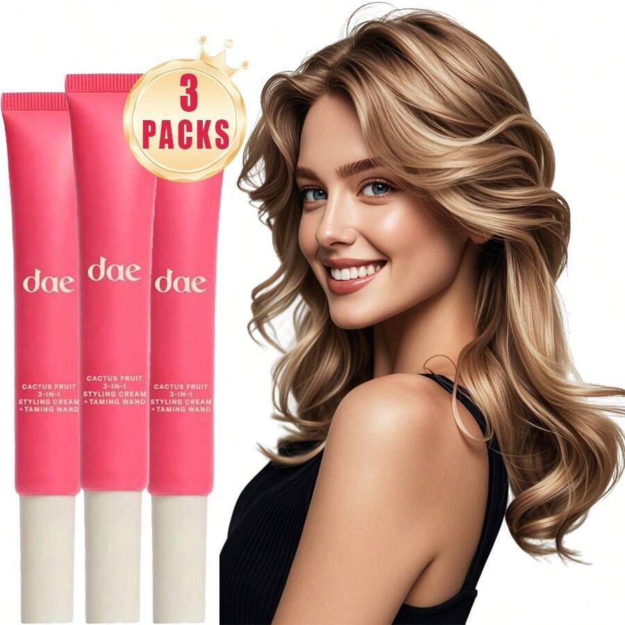 1-5pcs DAE Hair Cactus Fruit 3-In-1 Styling Cream And Softening Stick Hair Care Products - Smooth And Fury And Rich In Coconut Oil, Styling Edge,Curly Hair Products (0.6 Oz),Essential For Daily Life,A Must-Have Styling Product Suitable For Women's Daily Dates, Work, And Gatherings, Best Gift For Girls On Festivals,Essential Holiday Gifts. - 3pcs - 查看 1