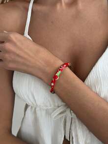 1 chiếc vòng tay hợp kim kiểu Bohemian hình vòng cung hình học, họa tiết hoa nhỏ giọt, thanh lịch, thời trang thường ngày, phù hợp cho tiệc tùng, hẹn hò, đi biển, quà tặng sinh nhật, ngày lễ cho nữ. - vòng đeo tay - Xem 2