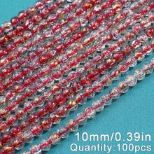 Hạt nhựa rỗng 10mm, hạt thủy tinh tròn, hạt đệm dùng để làm đồ trang sức DIY, vòng tay, dây chuyền. - Những hạt lá vàng lấp lánh - Xem 7