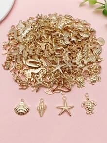 50 chiếc/gói Mặt dây chuyền hình sao biển KC Gold ngẫu nhiên, thích hợp để làm trang sức mùa hè như vòng cổ, bông tai, vòng tay, đồ thủ công DIY. - Vàng - Xem 1