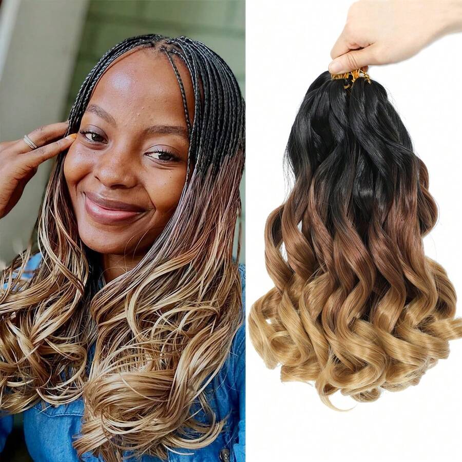 1 Pack Women's French Curly Crochet Wig, 12 Inch Crochet Braid, Curly Hair Ends, Pre-Stretched French Curly Short Hair - Multicolor - View 1