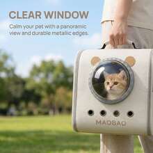 1pc Pet Cat Backpack, Breathable Capsule Portable Pet Carrier, Pet Observation Bag, Spacious Dog Carrier, Transparent Ventilated Pet Backpack - Portable Outdoor Travel Pet Cage, Suitable For Small Cats And Dogs - Multicolor - View 3